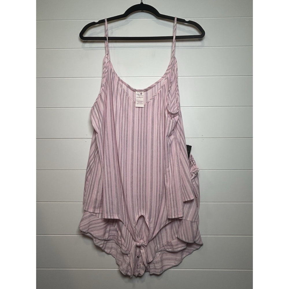 Secret Treasures Cami Sleep Set Size 2X (20W-22W) Pink Gray‎ Stripes EUC